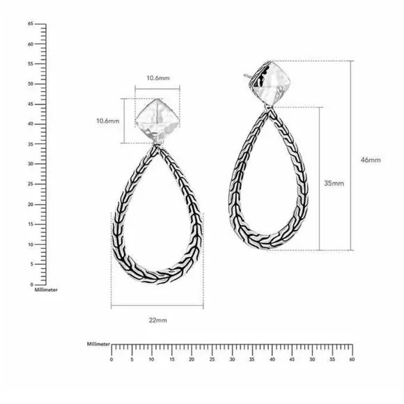 John Hardy Silver Teardrop Earrings - Picture 2 of 11